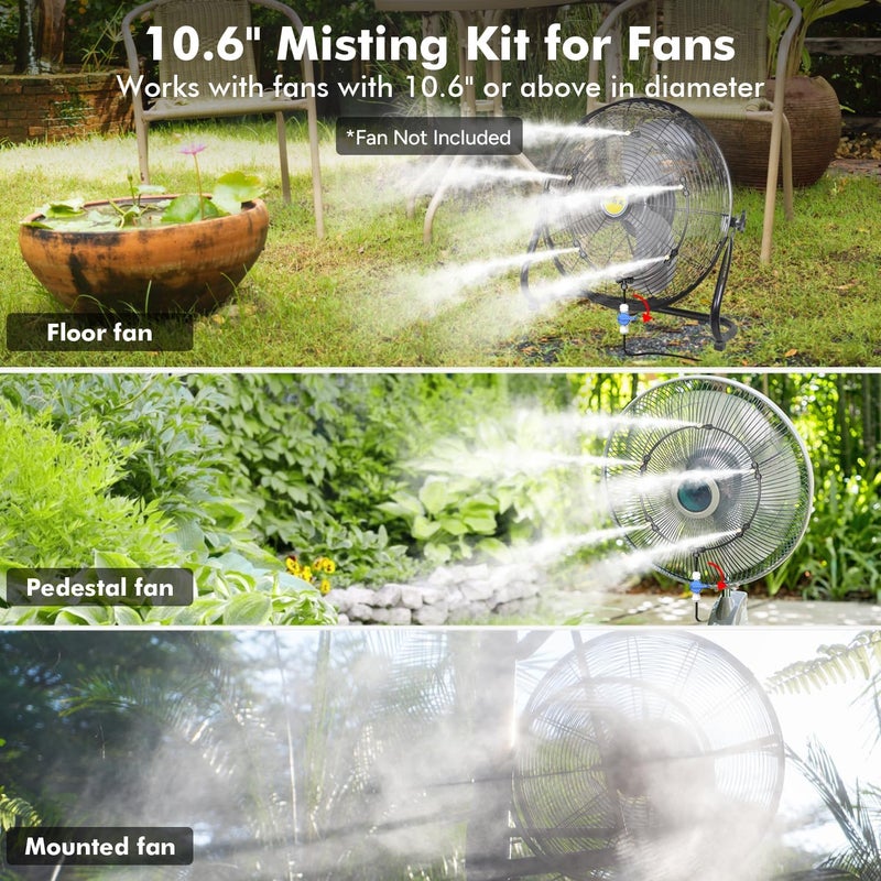Dr. Prepare Outdoor Misting Fan Kit, 16.4ft Mist Hose Mister Fan, Water Misters for Cooling for Patio backyard, Portable Misting System, Independent Valve for Control - Image 3